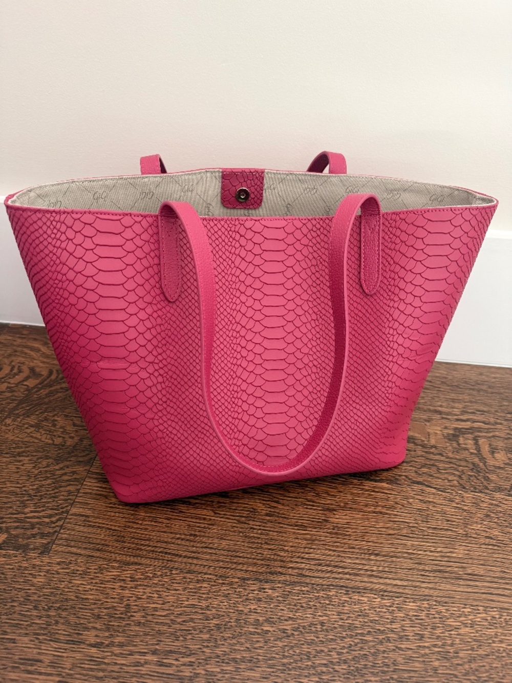Pink Snake Embossed Vinyl Tote